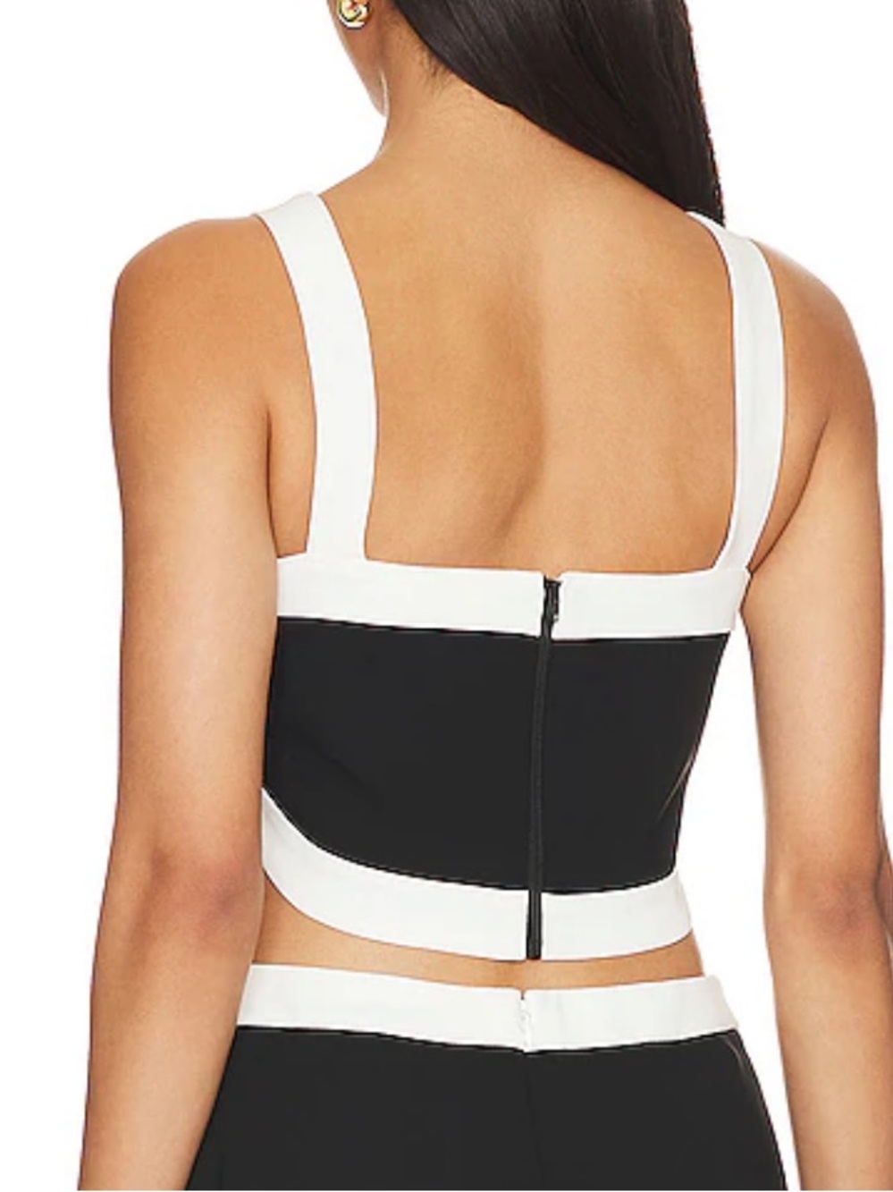 🌻NWOT Amanda Uprichard Porsha Top Black Ivory Contrast Sleeveless V Neck sz XS - Picture 4 of 8